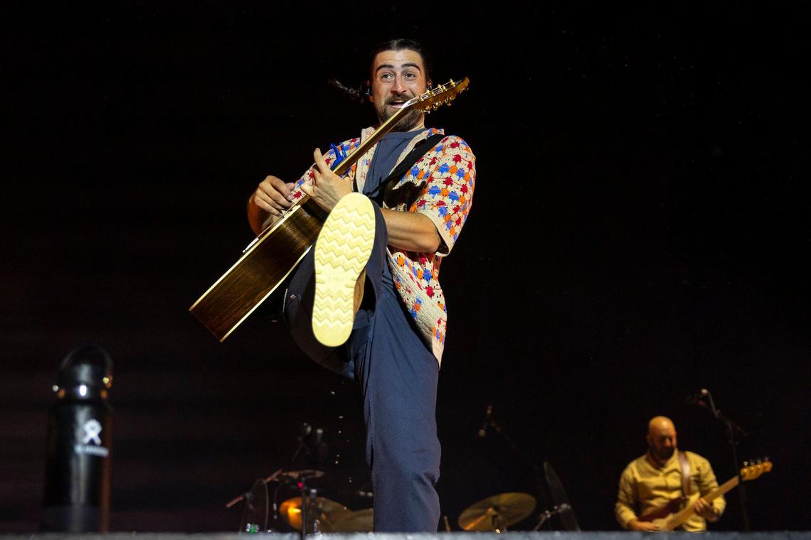 Noah Kahan performs during the Railbird Festival at Red Mile in Lexington on Saturday.
