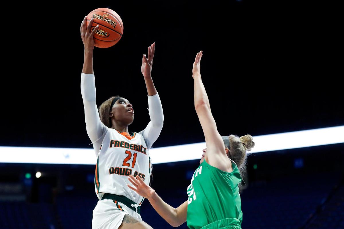 Ayanna Darrington (21) led Frederick Douglass with 22 points and 18 rebounds on Wednesday night.