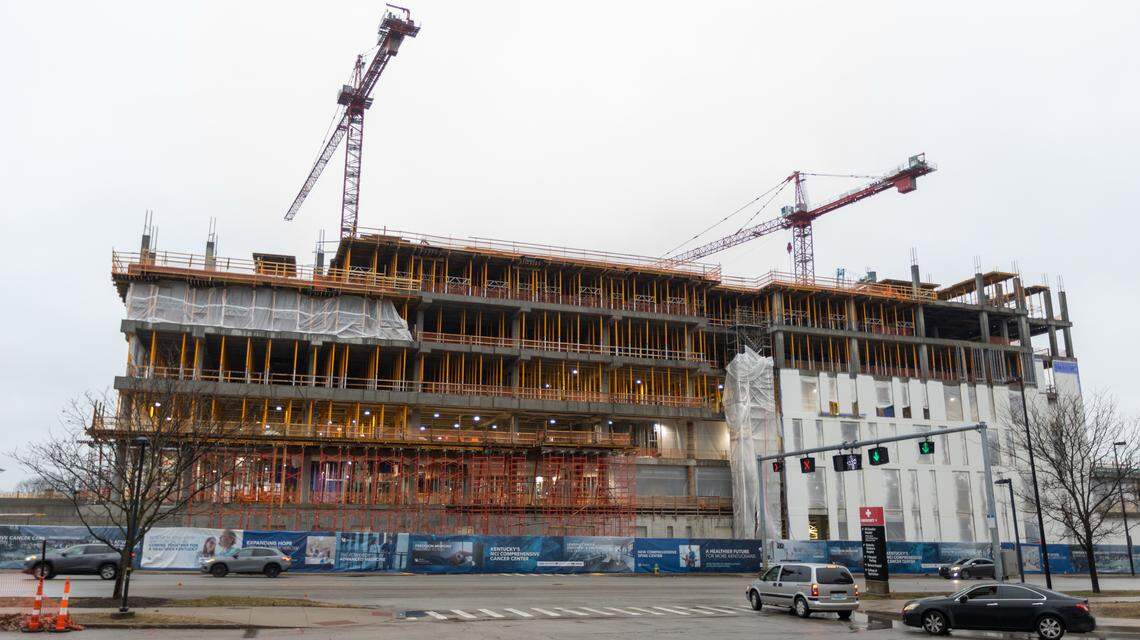 Construction continues on UK’s Cancer and Advanced Ambulatory building on South Limestone, March 2, 2026.