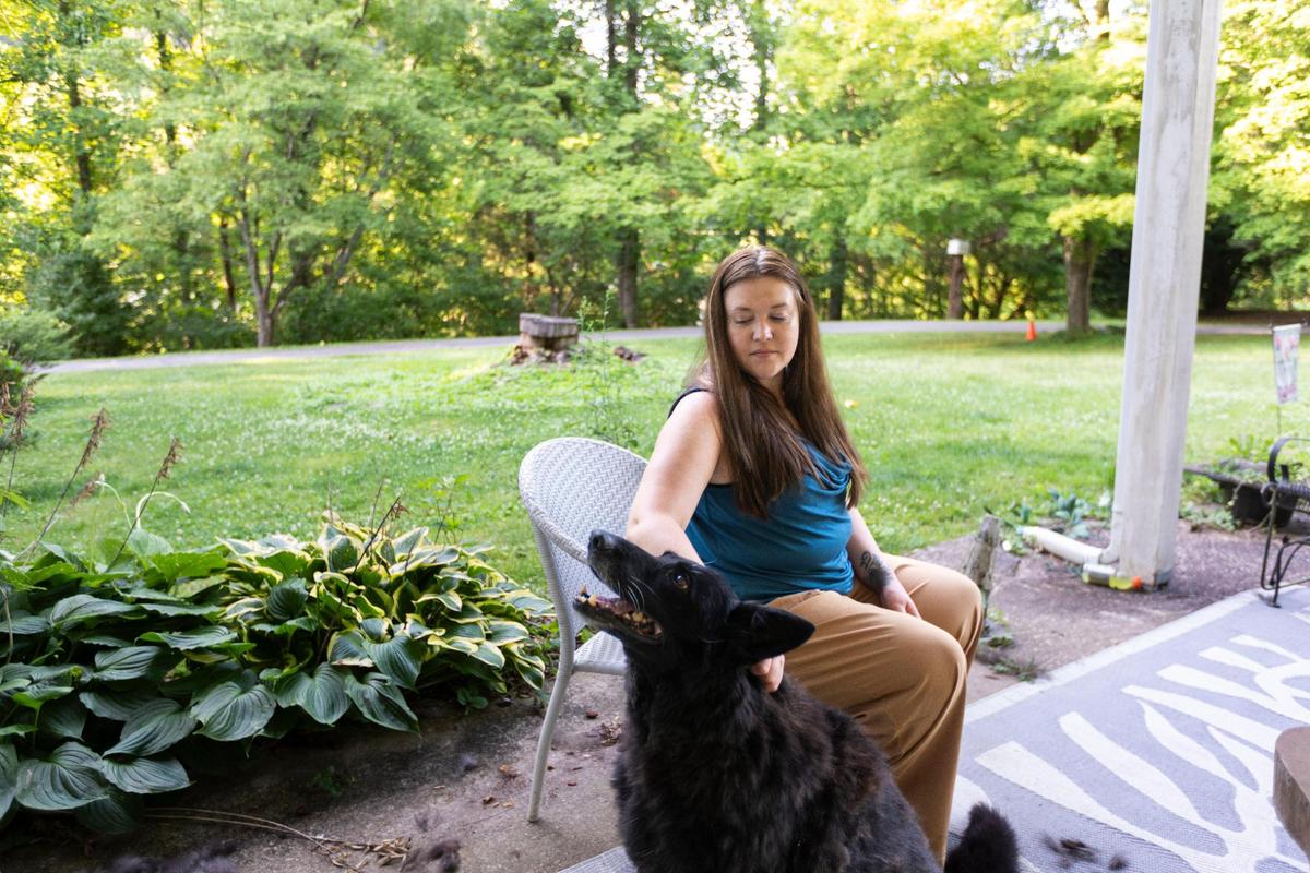 Jessica Blackburn at her home in Floyd County, Ky., Tuesday, June 13, 2023. Blackburn traveled to Mexico in her 20s to take a psychedelic drug called Ibogaine to help end her addiction to oxycontin. Now, the state is proposing to invest money in doing clinical trials with Ibogaine to get it approved by the FDA.