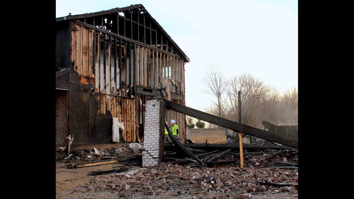 Three homes under construction in the Masterson Station neighborhood in Lexington, Ky. were severely damaged by a fire on Feb. 8, 2024.