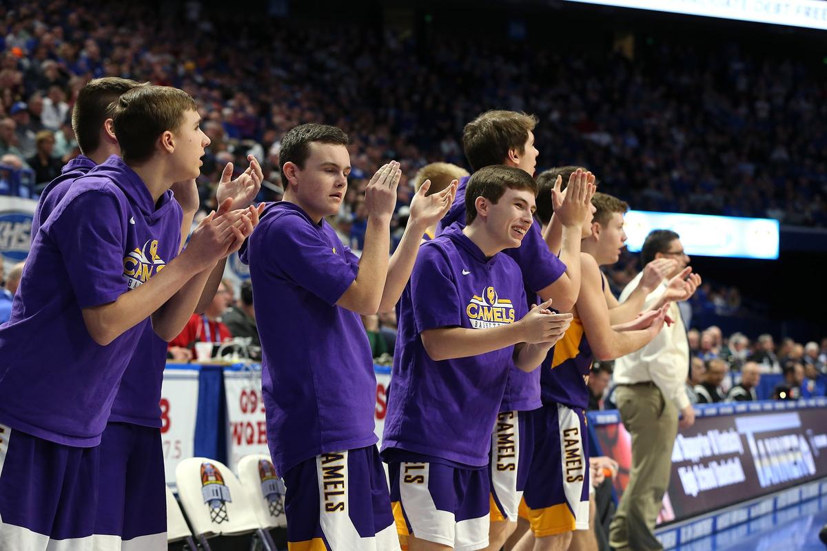 Campbell County’s bench enjoyed the Camels’ win over Walton-Verona in Rupp Arena on Friday.