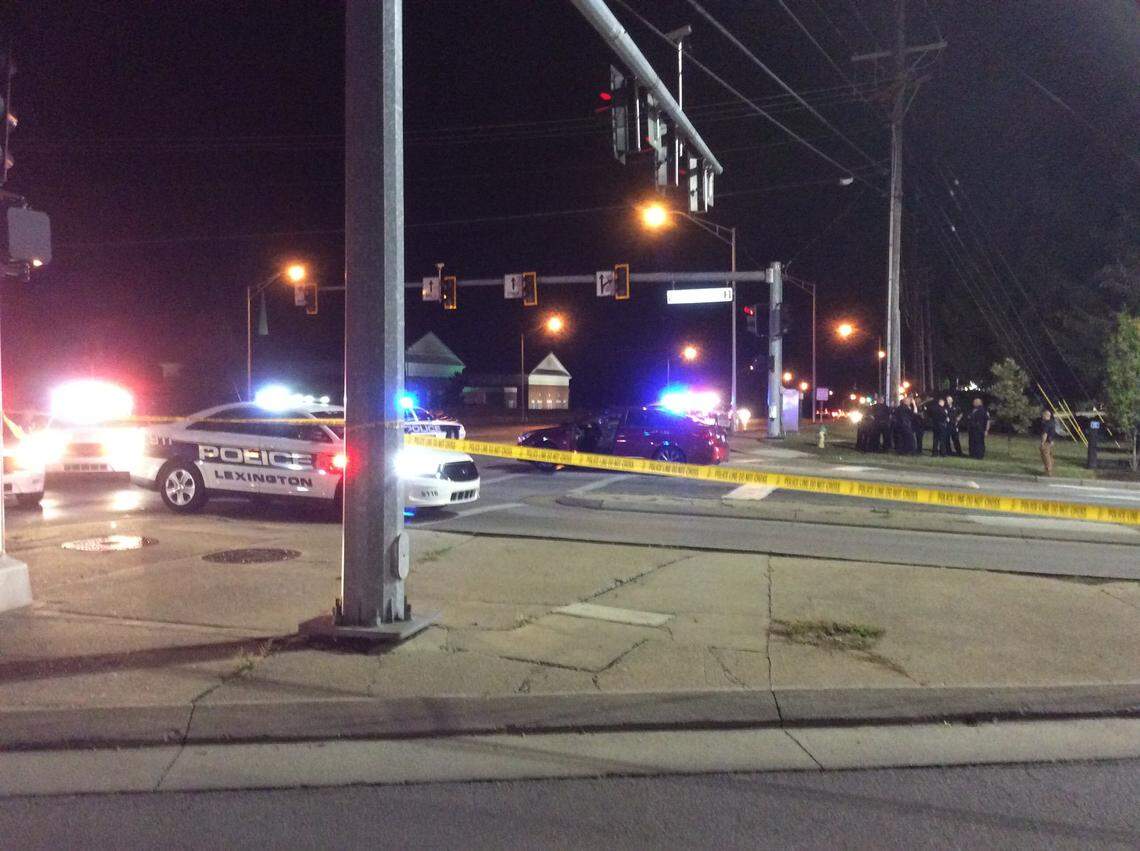 Police worked the scene of a possible shooting Friday night at an exit from Fayette Mall at Nicholasville and Wilson Downing Roads.