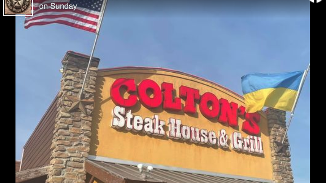 Colton’s Steak House & Grill in Bardstown, Kentucky, received complaints after displaying a Ukraine flag, its general manager said.