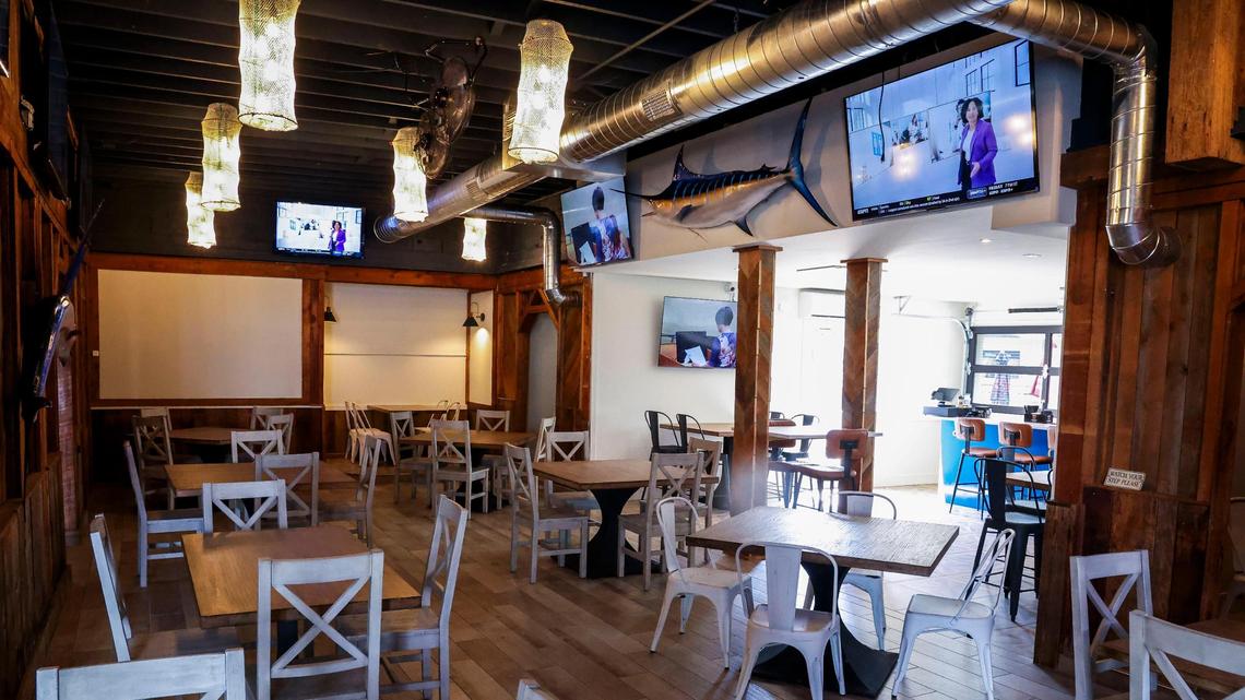 The renovated dining room of The Ketch, Wednesday, June 25, 2025, at 2012 Regency Road in Lexington, Ky. The remodel included bathrooms, a new second bar with access to the patio, an upgraded kitchen, a sushi-making room, new furniture was brought in, a small music stage and the original bar was refurbished.