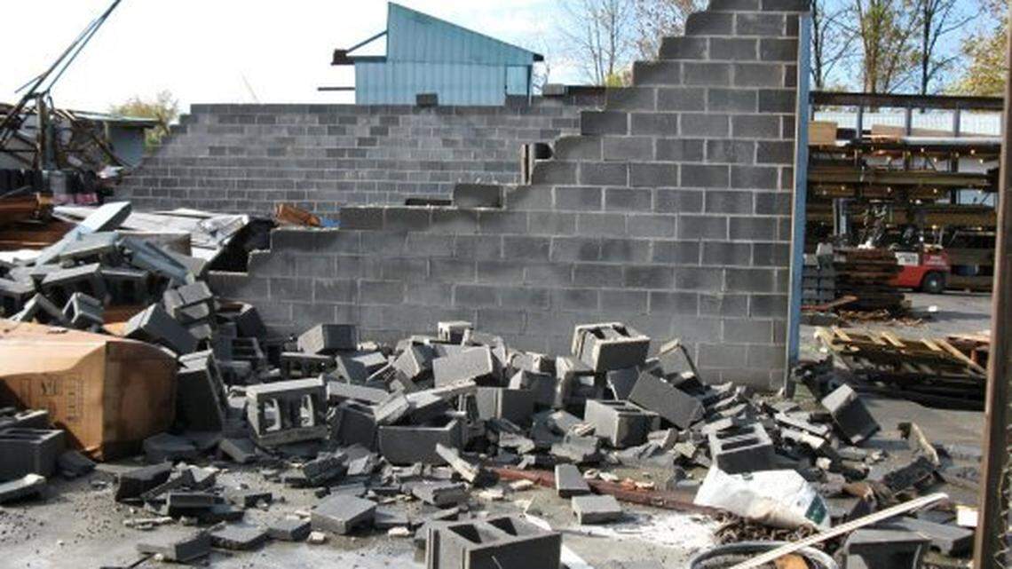 Damage from a tornado in Middlesboro on Oct. 26, 2010.