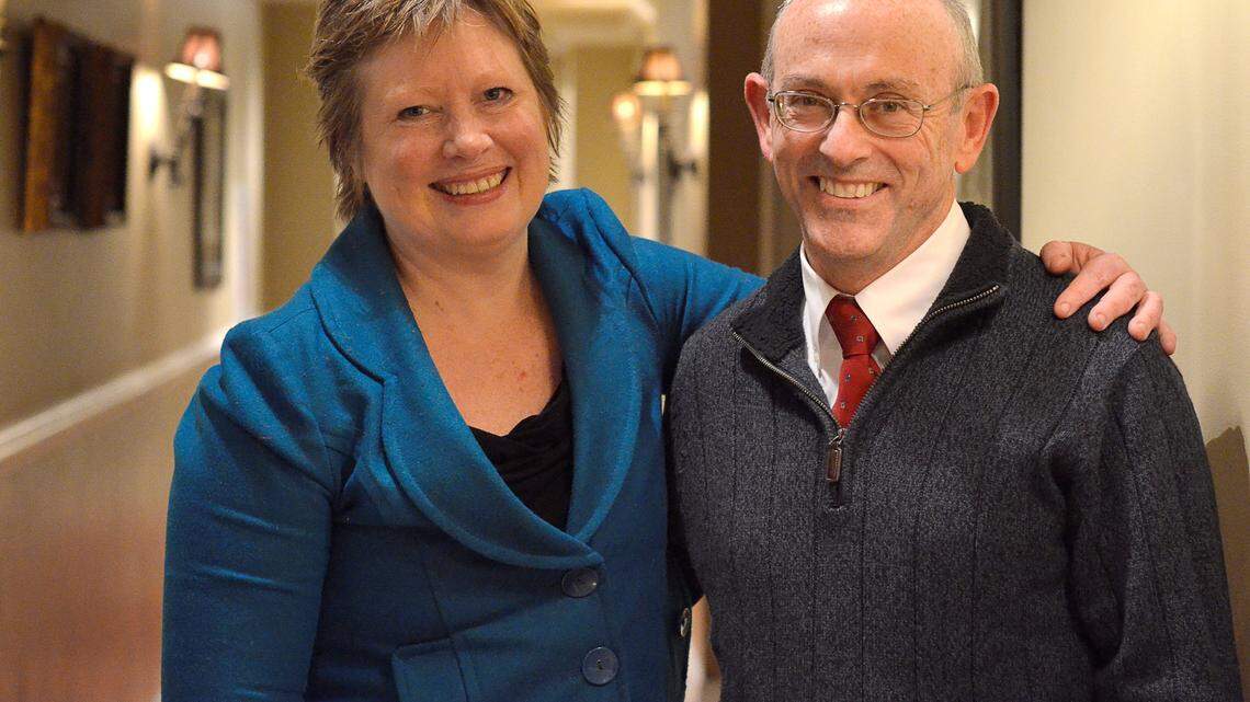 University of Kentucky viola professor Deborah Lander with Addison Josea, who is credited with saving her life by administering CPR after she collapsed on North Upper Street on Feb. 25, 2012. They were photographed in the lobby of the Gratz Park Inn in February 2013.