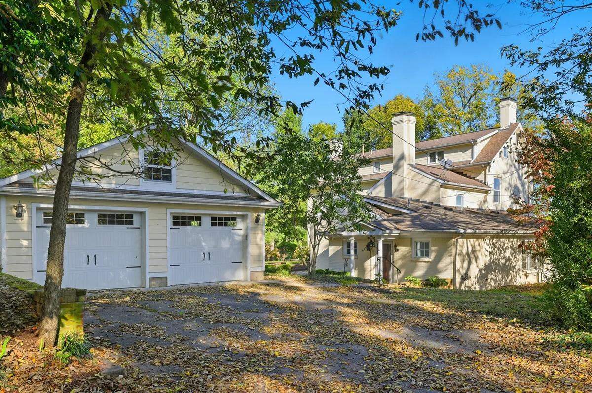 A view of the detached, two-car garage at 315 Heritage Road.