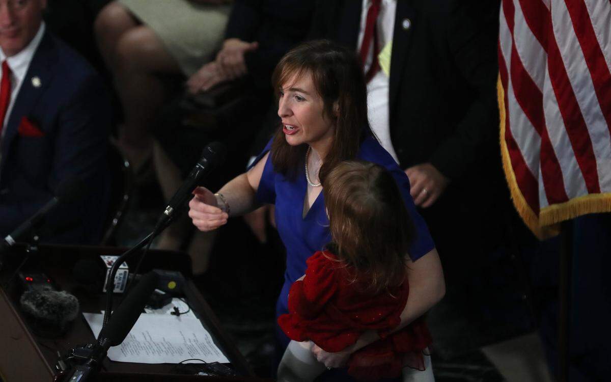 Auditor of Public Accounts Allison Ball talks at the Swearing-In Ceremony of the Constitutional Officers at the Kentucky Capitol.Jan. 2, 2024