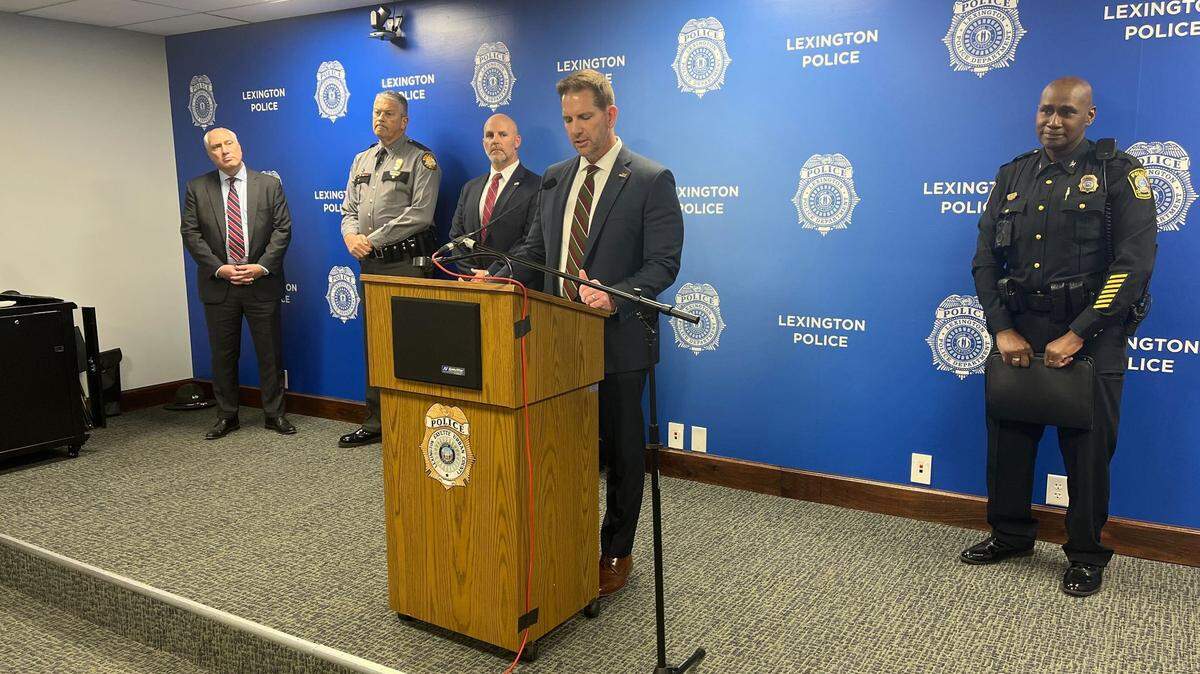 ATF Special Agent In Charge Shawn Morrow speaks at a press conference at the Lexington Police Department on Thursday.
