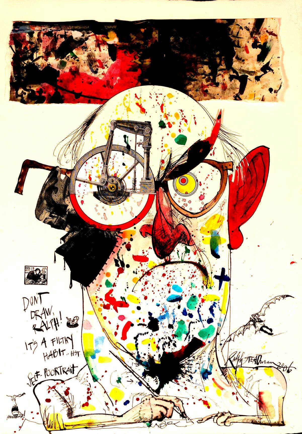 Ralph Steadman self portrait, 2006, is part of a special exhibit at the University of Kentucky Art Museum.
