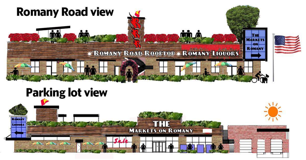 Rendering of the Markets on Romany, a 26,000-square-foot new grocery store on the site of the former Kroger on Romany Road.