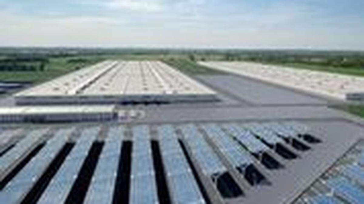 Ford Motor Corp. and SK Innovation announced Monday, Sept. 27, 2021, a $5.8 billion investment to build two electric  battery manufacturing plants near Glendale, Ky. This is a depiction of the so-called BlueOvalSK Battery Park.