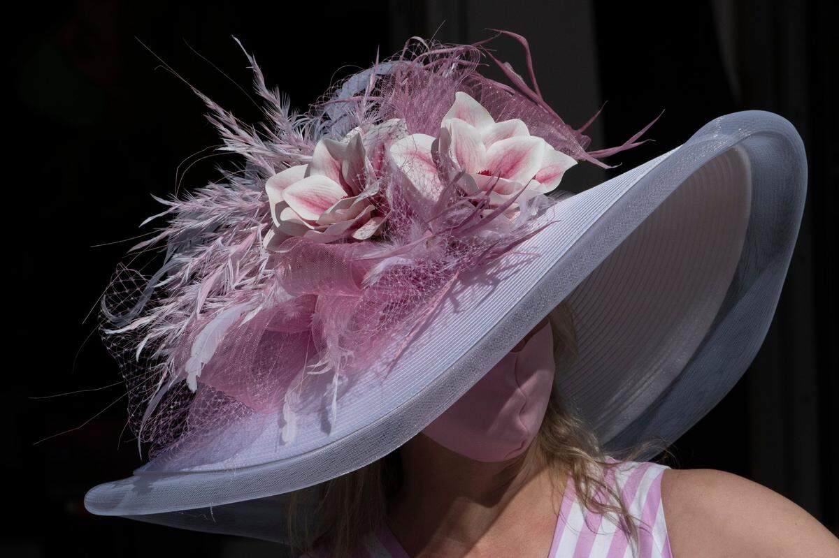 A fashionable hat on Derby Day at Churchill Downs in Louisville.