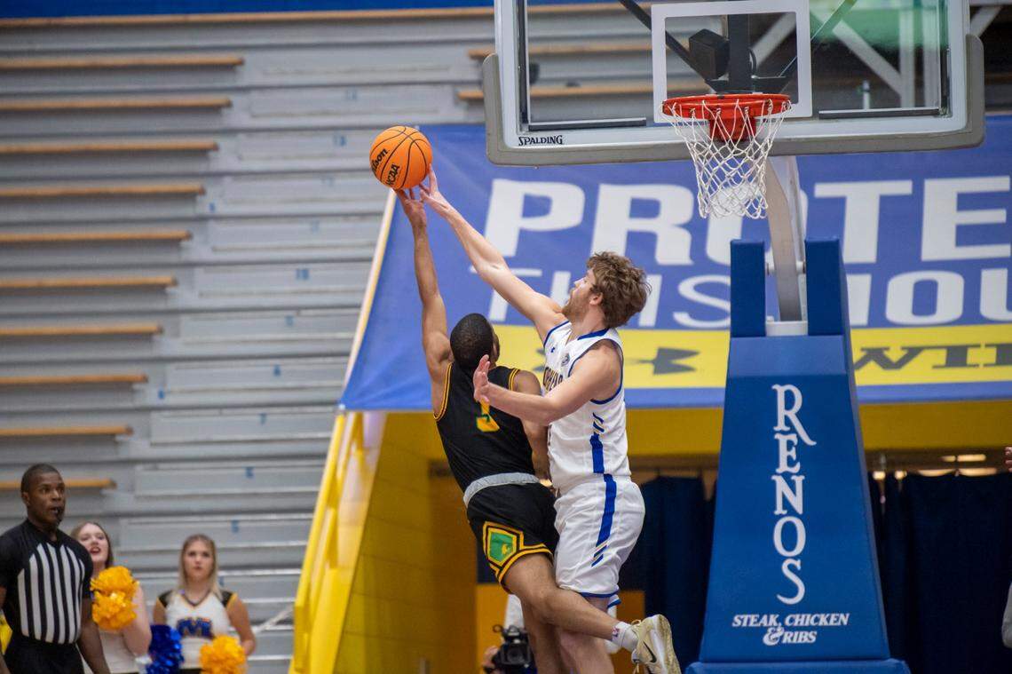 Morehead State graduate student Alex Gross leads the Ohio Valley Conference with 57 blocked shots this season.