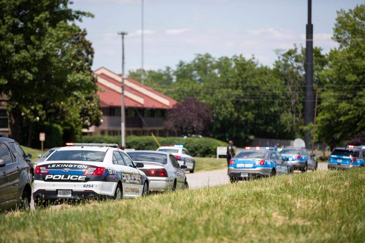 Lexington police and Fayette County Sheriff’s Department officers were on the scene of a shooting outside the Unity Worship Center in Lexington, Ky., Saturday.