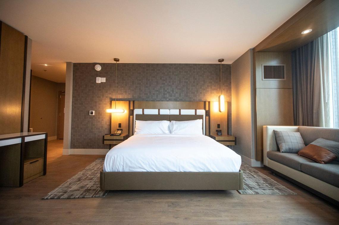 A corner king room at the new City Center Marriott in Lexington.