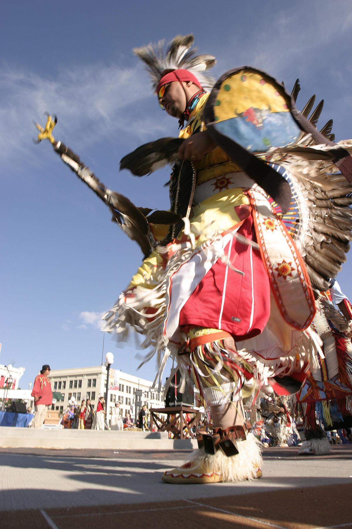 Native American dancer at Cheyenne Frontier Days. A 10-day annual event, organizers like to say Frontier Days, “has been kicking up dust since 1897.”