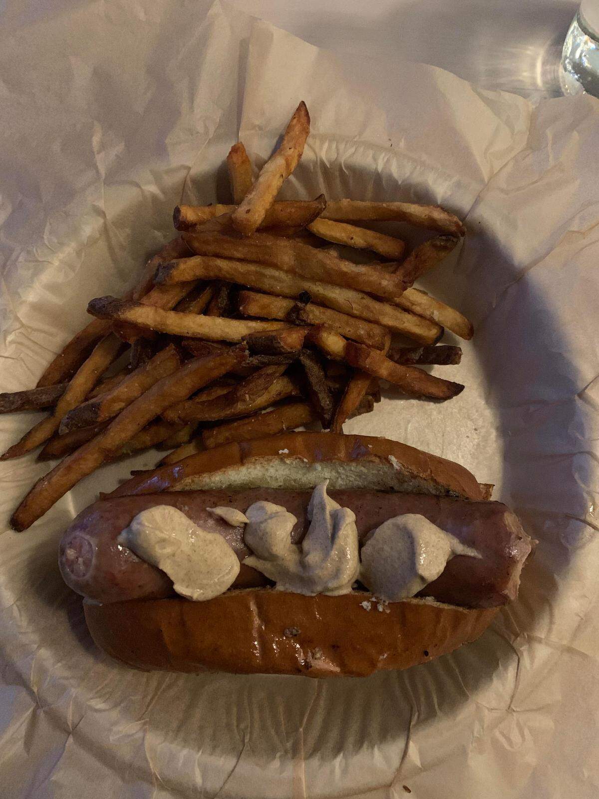 Nightjar’s menu includes three sausages, including the Speckwurst, a behemoth smoked sausage made with bacon and pork.