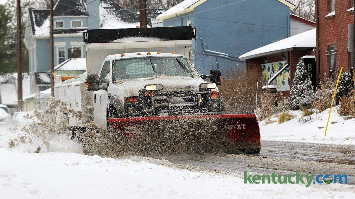A snowplow cleared North Limestone in Lexington on March 3, 2014.