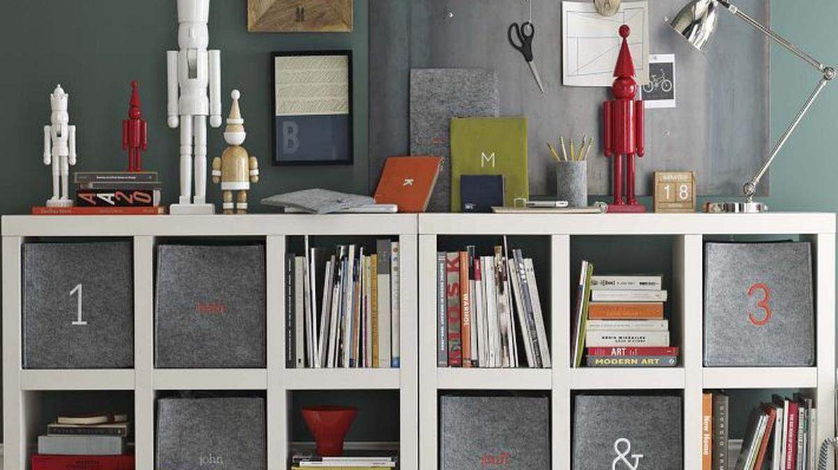 Versatile rolling storage units from West Elm offer cubby-type shelving for baskets or bins, $299 to $599 at Westelm.com.