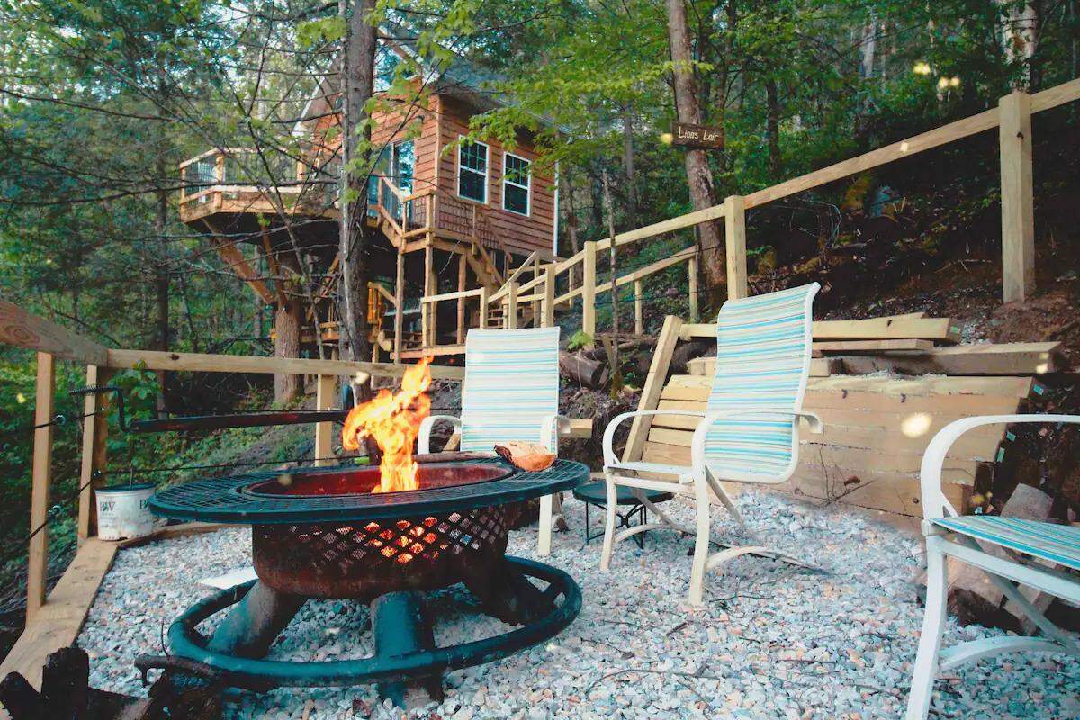 A view of the firepit at The Lions Lair.
