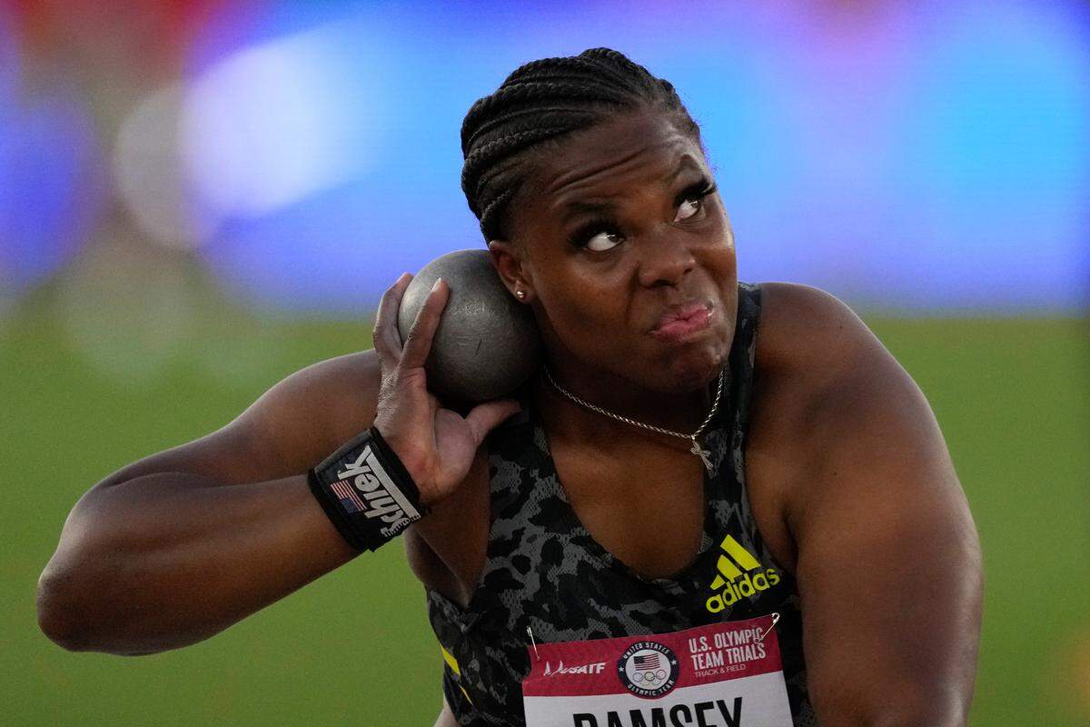 Jessica Ramsey competes during the finals of the women’s shot put on Thursday night. The former WKU standout earned a spot in the Olympics with a throw of 66 feet, one-quarter inch.