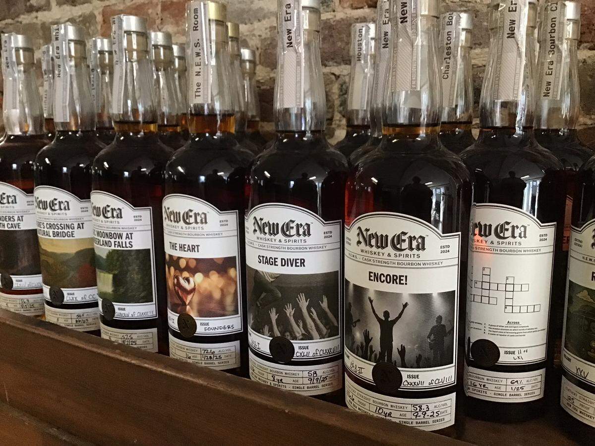 All of New Era’s releases have labels that look like the front page of a newspaper with the names as headlines. Two recent bottles available at the Bourbon & Beyond music festival were called Stage Diver and Encore!