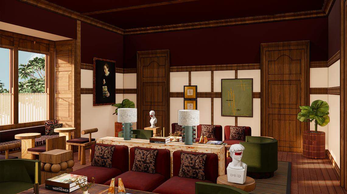 A rendering of the Camel Club’s Library, one of the room’s available to members in the new private club opening in Lexington.