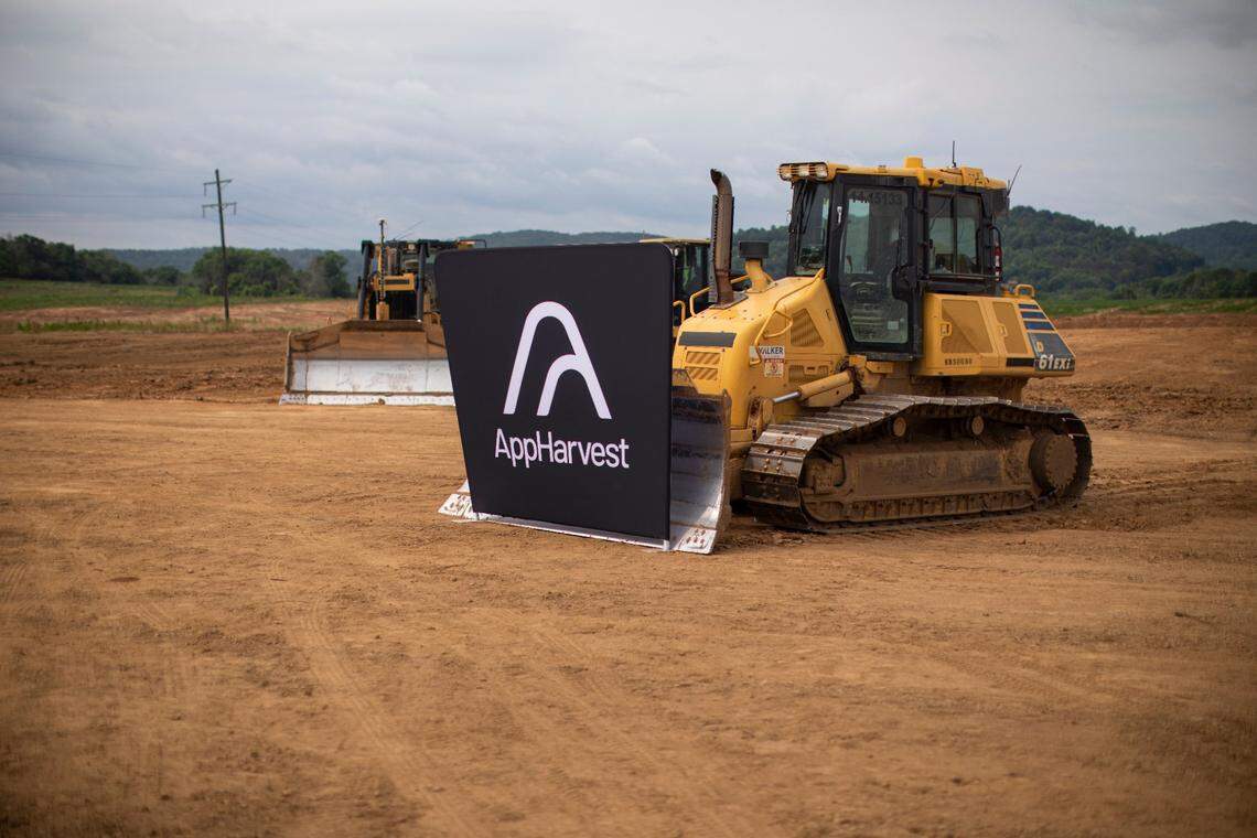 Gov. Andy Beshear, Sen. Hal Rogers, and AppHarvest CEO Jonathan Webb spoke during a groundbreaking ceremony at the site of AppHarvest’s new facility in Somerset, Ky., Monday, June 21, 2021. “We cannot build and grow fast enough to meet market demand,” CEO Jonathan Webb said at the time.