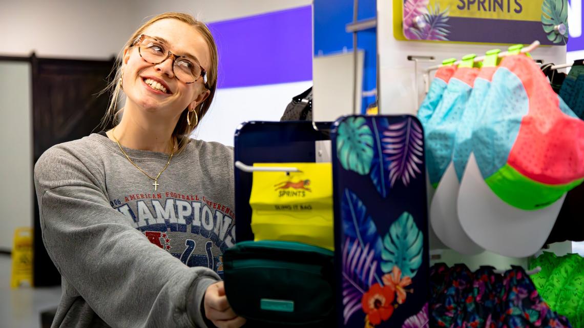 &H Running Co. store manager and event coordinator, Mak Rink, gives a tour of J&H Running Co., located at 189 Moore Dr., on May 22, 2025, in Lexington, Ky.
