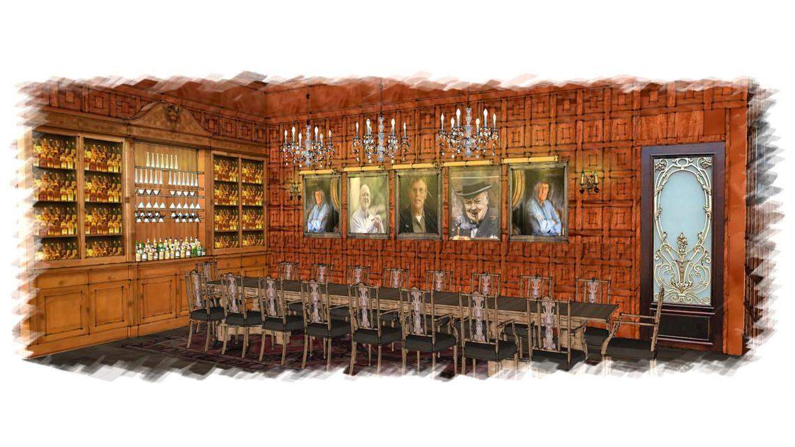The Bourbon Room at Jeff Ruby’s Steakhouse in Lexington will feature an antique table and chairs as well as a cabinet full of, what else, bourbon.