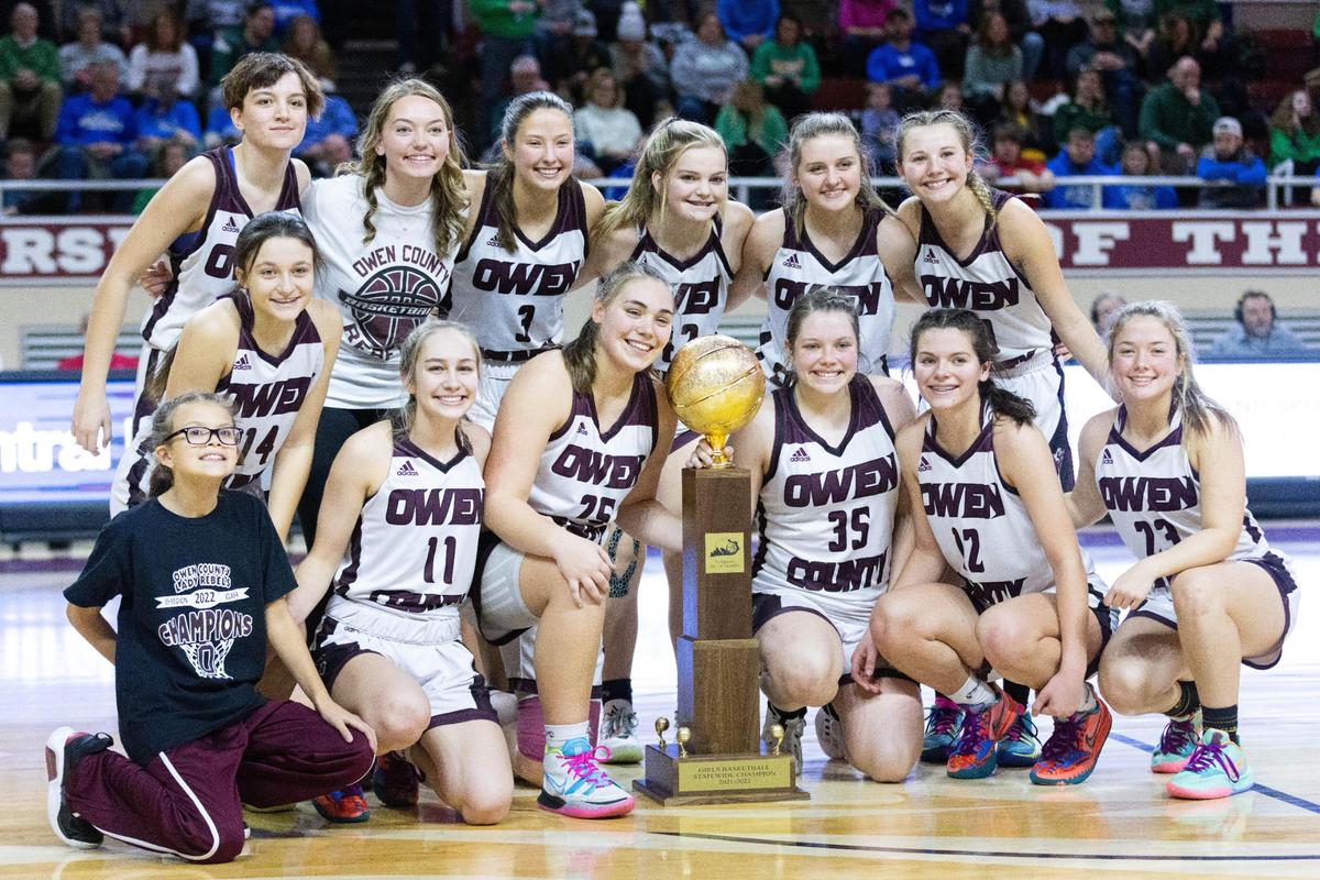 Owen County poses with its trophy after defeating Owensboro Catholic to win the All “A” Classic on Sunday.