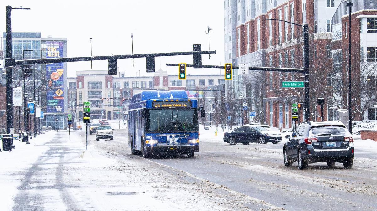 Bus route 47 on the Avenue of Champions, on February 19, 2025, in Lexington, Ky.
