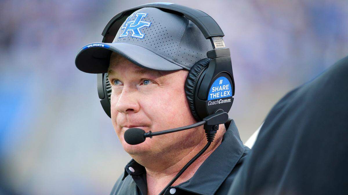 Kentucky head coach Mark Stoops on the sidelines during the first half against Miami (Ohio) at Kroger Field on Saturday.