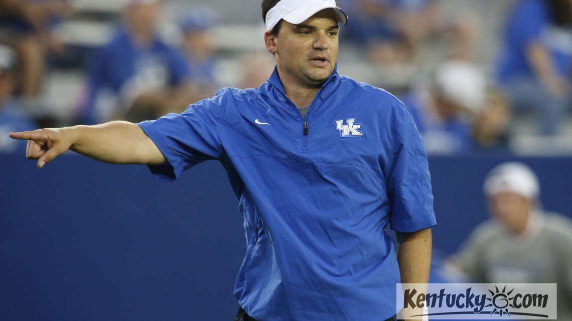 Kentucky offensive coordinator Neal Brown, during UK fan day on Friday August 9, 2013 in Lexingtton, Ky. Photos by Mark Cornelison | Staff