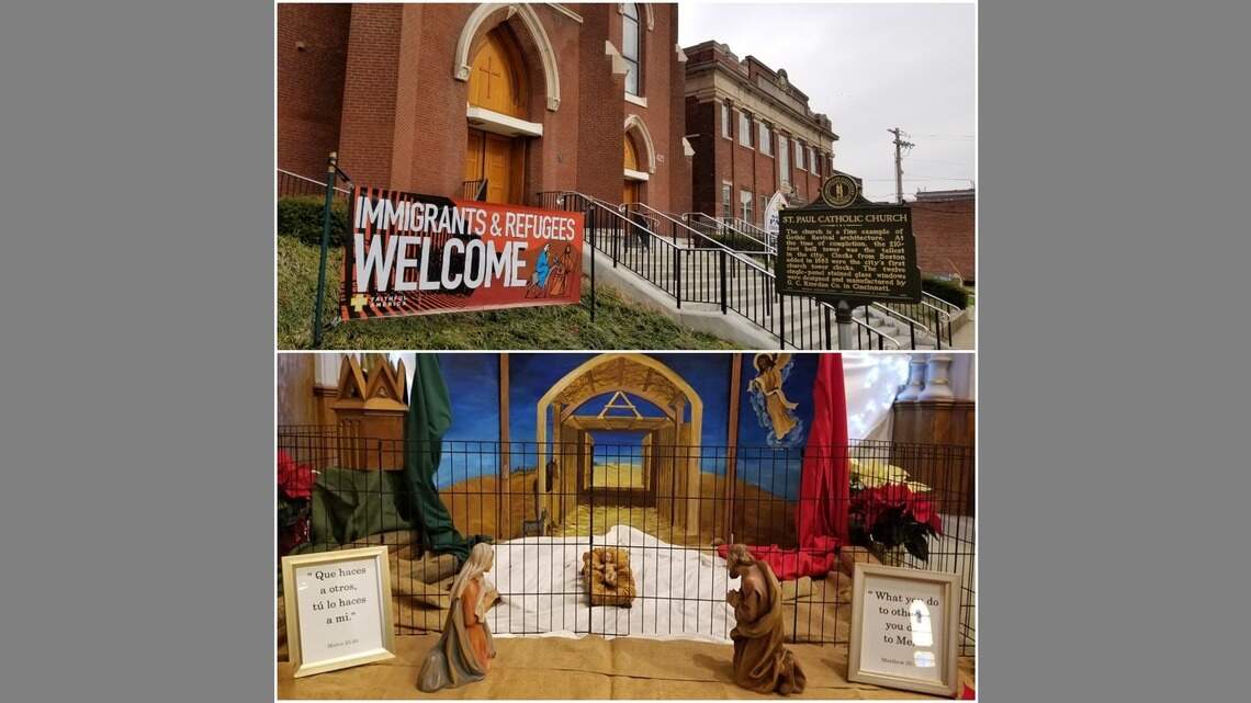 Lexington Catholic church takes ‘gospel stand’ with nativity scene behind border wall