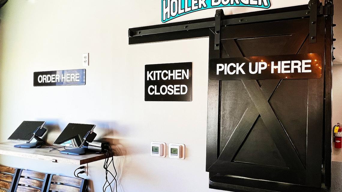 Holler Burger pick up window and ordering kiosk at The Quarter’s indoor tap house in downtown Richmond. The burger restaurant will open at the end of February Apollo owner Wes Browne said.