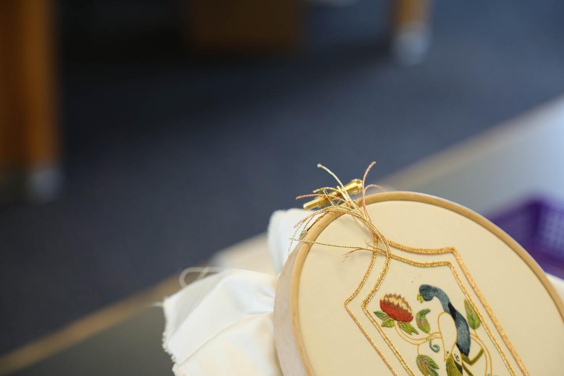 Students design pieces depicting horses, birds were worked on recently at the The Royal School of Needlework in Lexington.