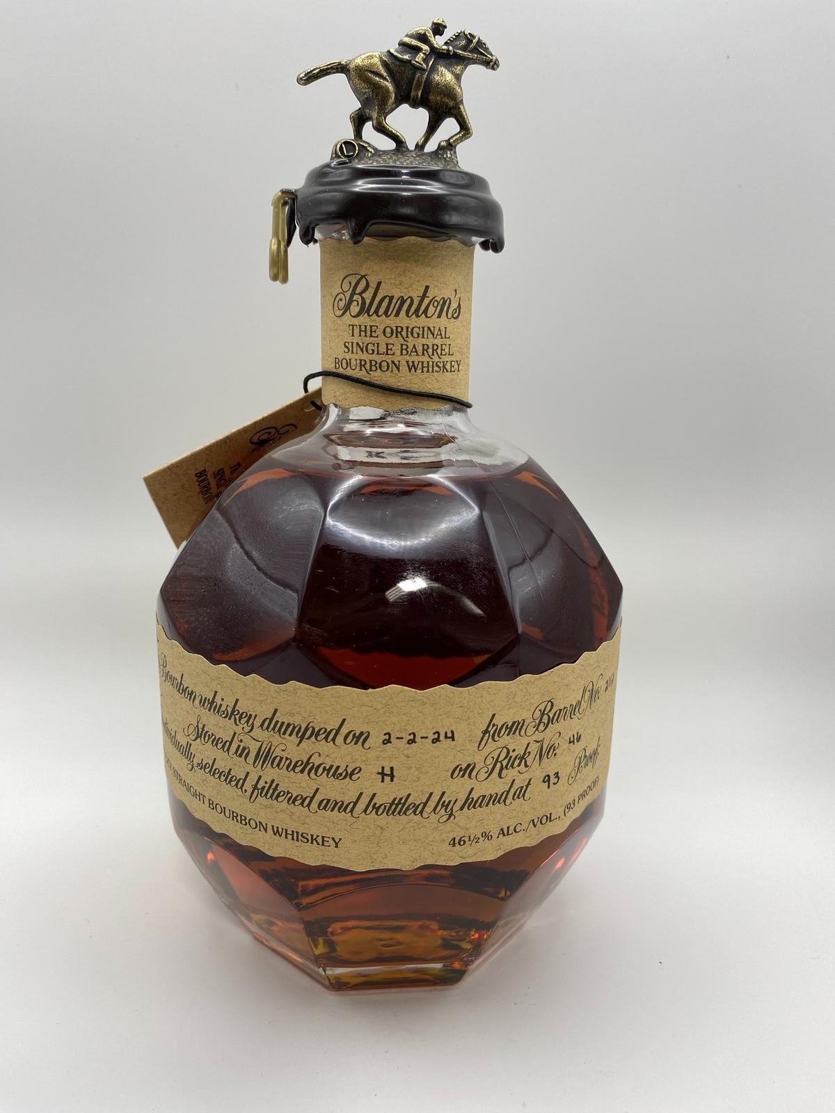 The state of Kentucky is auctioning off this bottle of Blanton’s and other bottles of bourbon and other spirits seized by the Department of Alcoholic Beverage Control.