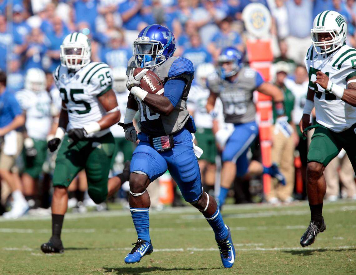 Kentucky running back Boom Williams ran 53 yards for a touchdown in UK’s 20-3 win over Ohio University on Sept. 6, 2014.