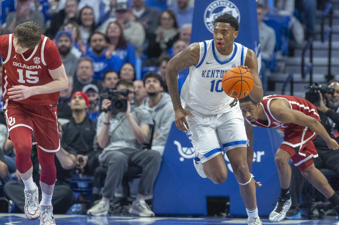 Kentucky big man Brandon Garrison (10) came off the bench to produce 20 points, 11 rebounds and three assists in UK’s 94-78 win over Oklahoma Saturday. Next up for Garrison and the Cats is No. 25 Tennessee on Saturday at Rupp Arena.