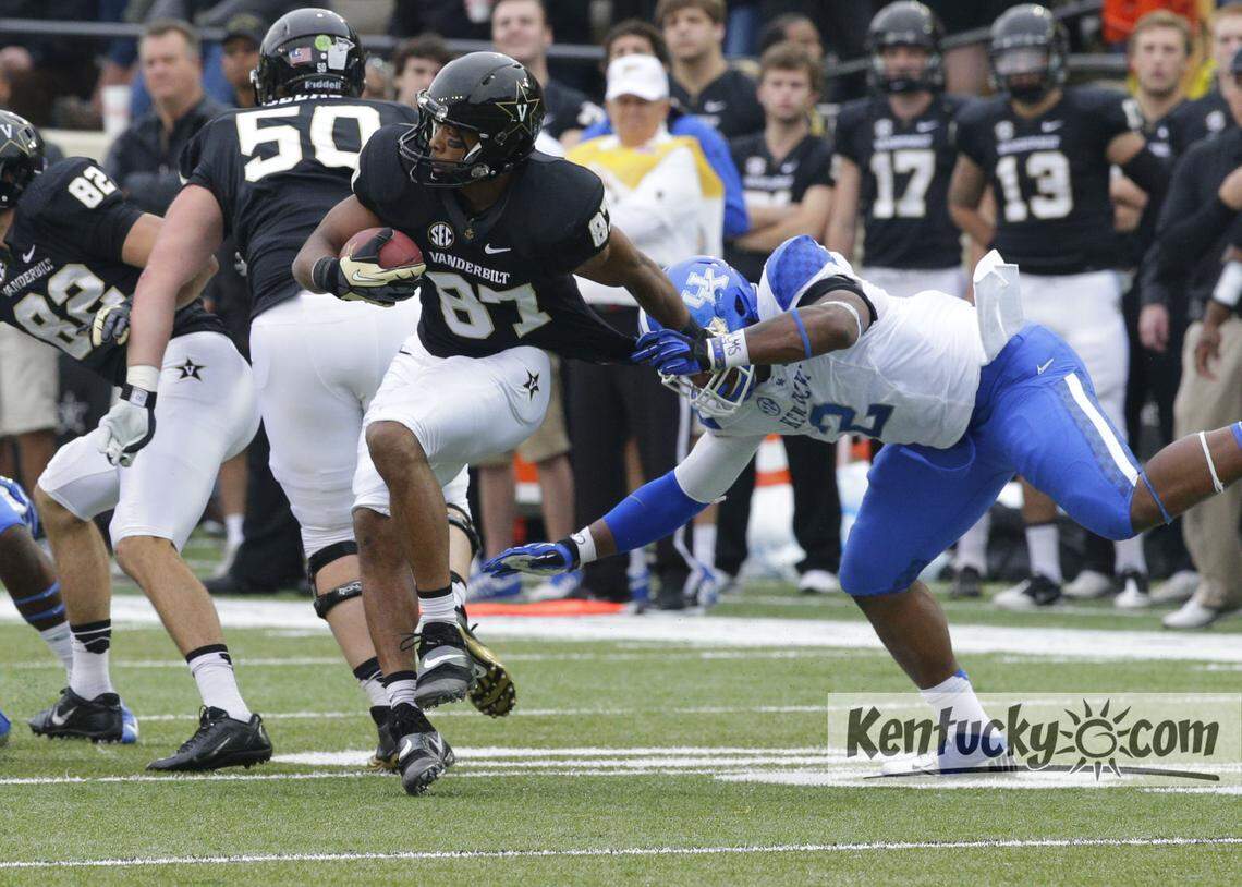 Vanderbilt wide receiver Jordan Matthews (87) caught 12 passes for 141 yards and two touchdowns in Vandy’s 22-6 win over Kentucky in 2013.