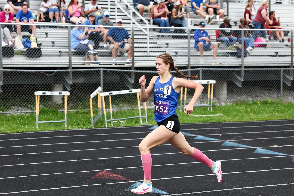 Lexington Catholic’s Caroline Beiting competes during the 2A region track meet at Henry Clay High School on Saturday.