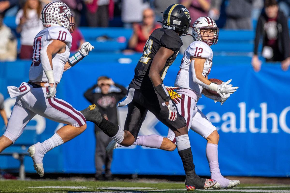 Pikeville’s Blake Birchfield (12) ran for 179 yards and two touchdowns to propel his team to the Class A state title. He was named game MVP.