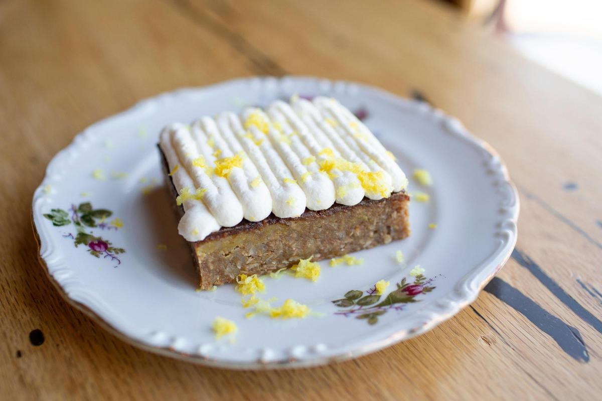 A lemon chess bar from Chef Jon Baugh at Solidago restaurant in Paint Lick, Ky.
