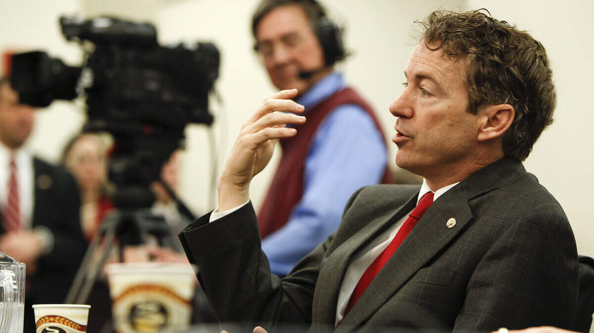 U.S. Sen. Rand Paul appeared before the state Senate Committee on State and Local Governments in the  Capitol Annex in Frankfort, Ky., Tuesday, February 22, 2011. U.S. Sen. Rand Paul and State Senate Pres. David Williams spoke during a morning session of the committee concerning a resolution urging the federal government to balance its budget.  Charles Bertram | Staff
