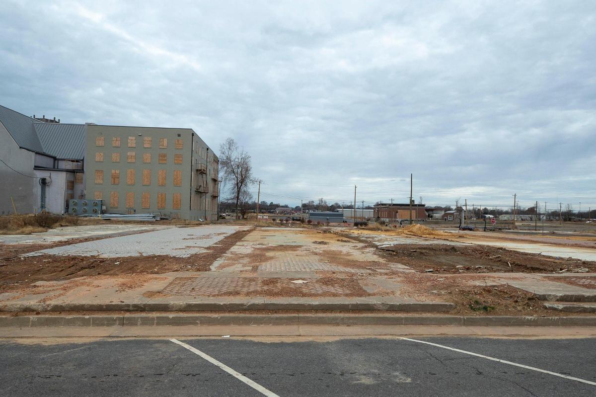 A year after the tornado, debris from this the South Seventh Street location has been removed from downtown Mayfield, Ky. Sunday, Dec. 4, 2022