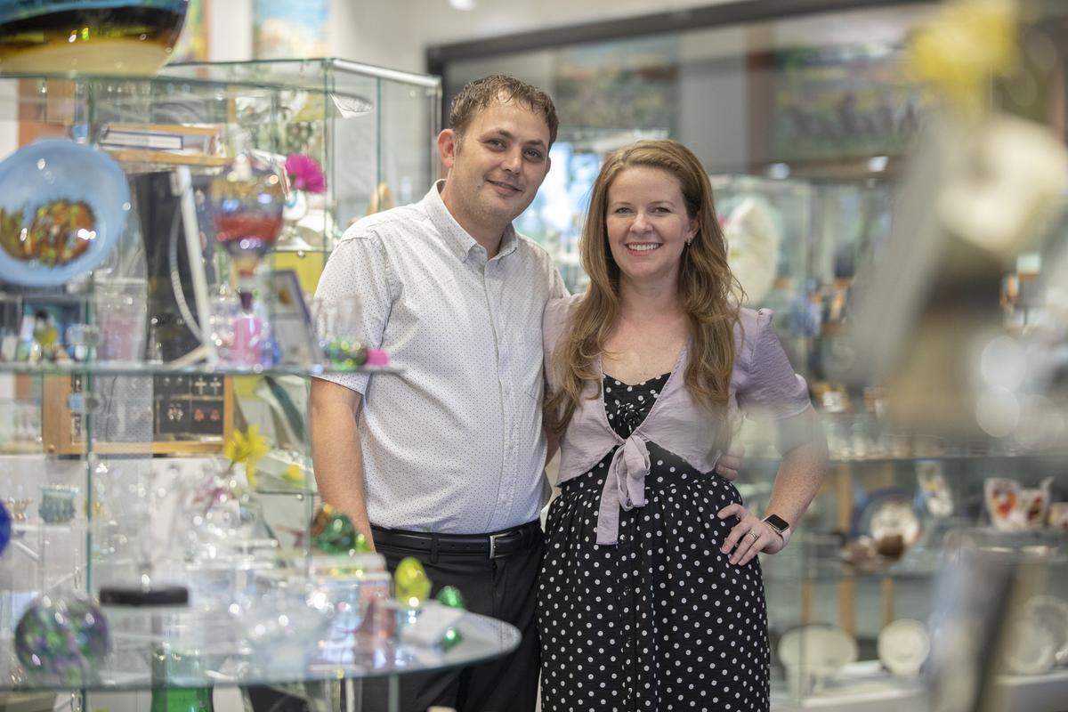 Artique Gallery co-owners C.W. and Jamie Hurt inside their store at its current location. “Lexington Green is a great space but we needed an update,” Jaime Hurt said.