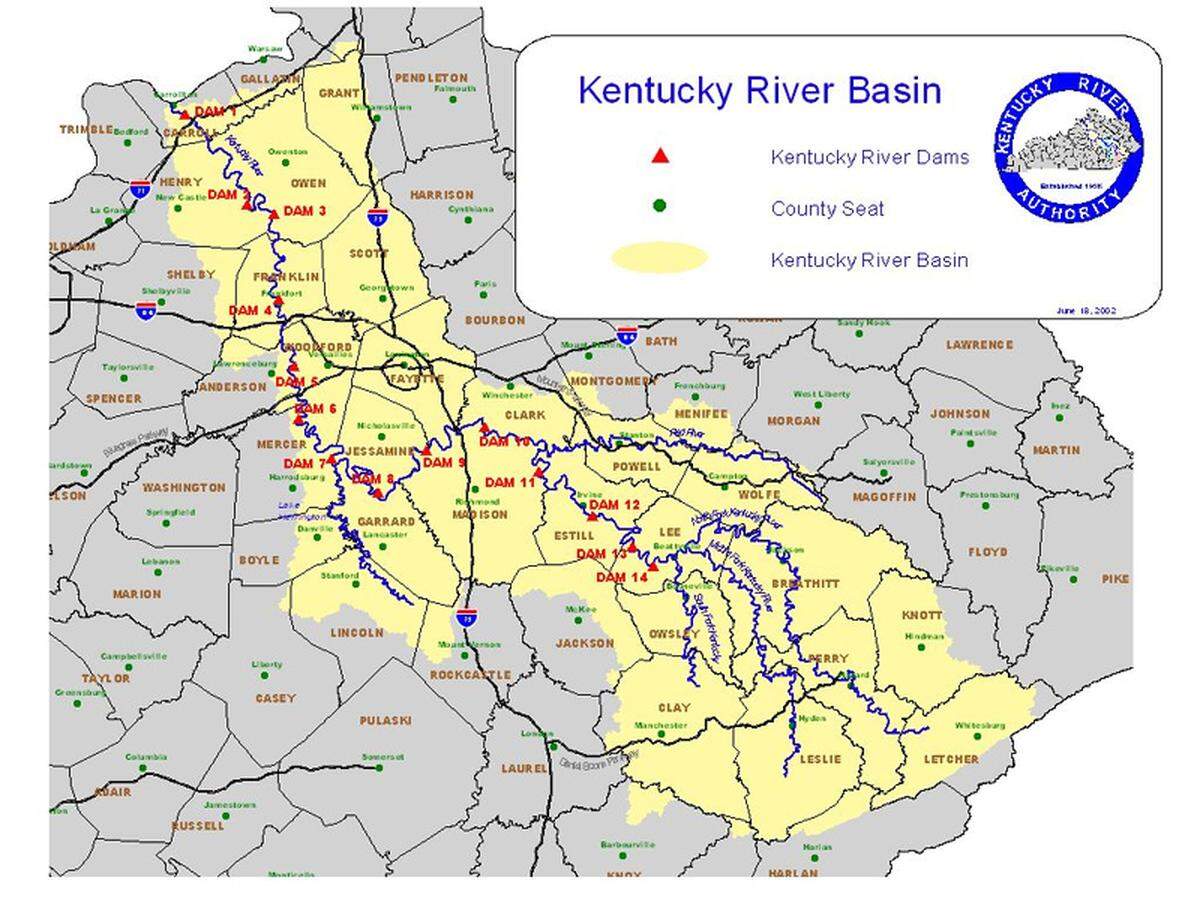 A series of 14 locks and dams were built on the Kentucky River in the 1800s and early 1900s to improve navigation.